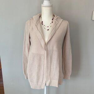 Marled Cream Hooded Cardigan Sweater